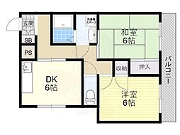 ドミール春日 2DKの間取図画像