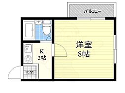 JPアパートメント寝屋川 1Kの間取図画像