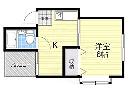 エムハイツ舟田 1DKの間取図画像