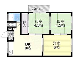 大日松原マンション 3DKの間取図画像