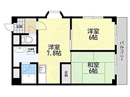 テーゼハイム 2DKの間取図画像