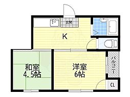 下木田マンション 2Kの間取図画像