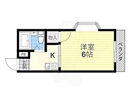 ハーモニーヒルズ末広 1Kの間取図画像