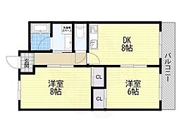 シャトー辻本2 2LDKの間取図画像