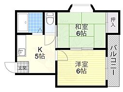 秀和第二ハイツ 2Kの間取図画像