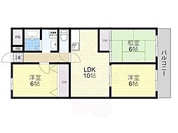 シャトー東寝屋川 3LDKの間取図画像
