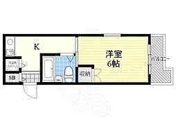 ジョイフル寝屋川 1Kの間取図画像