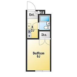 メゾンドセリシア 1階ワンルームの間取り