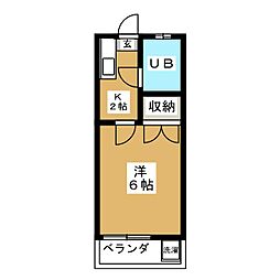 アーバス桜新町 1Kの間取図画像