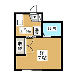 ハイツ東ケ丘 1Kの間取図画像