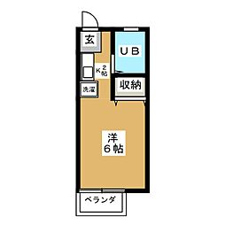 ソレール和 ワンルームの間取図画像