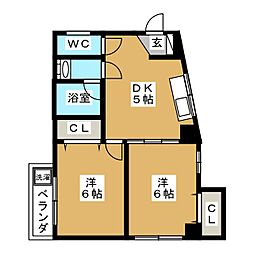 池尻マンション 2Kの間取図画像