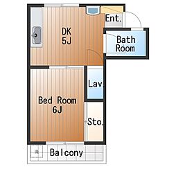 グリーンパークマンション 1DKの間取図画像