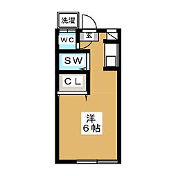 落合アパート ワンルームの間取図画像