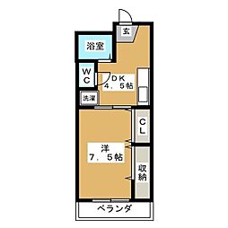 サン・ハニー駒沢 1DKの間取図画像
