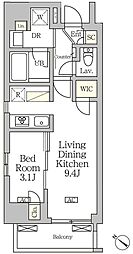 アジールコート松濤 10階1LDKの間取り