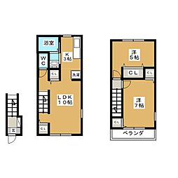 東急田園都市線 三軒茶屋駅 徒歩14分の賃貸アパート 2階2LDKの間取り