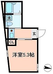 カロン 1Kの間取図画像