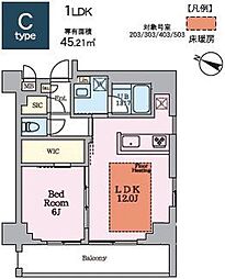 ヴィスタコート幡ヶ谷 1LDKの間取図画像