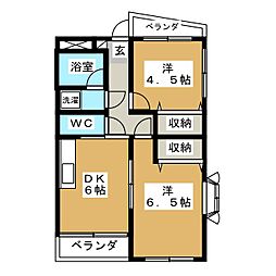 ラフォーレ桜丘 2DKの間取図画像