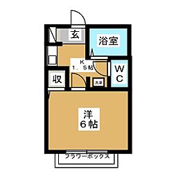 輝・LECIEL 1Kの間取図画像