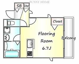ベルエポック代沢 1Kの間取図画像