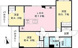 Coeur Blanc八幡山 3LDKの間取図画像