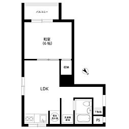 高円寺南サマリアマンション 6階1LDKの間取り