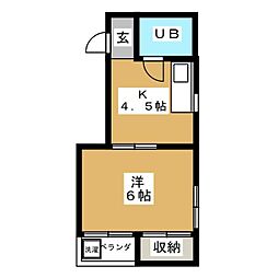 オーキッドフラッツ 1Kの間取図画像