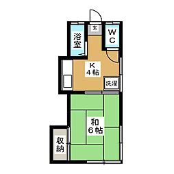 恒屋コーポ 1Kの間取図画像