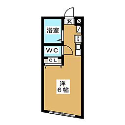 グルクスハイム ワンルームの間取図画像