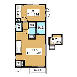 メゾンうららか 1LDKの間取図画像