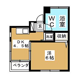 中岡ビル 1DKの間取図画像