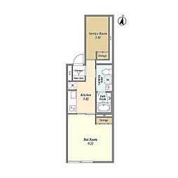 SOLASIAtesidence都立大学 1SKの間取図画像