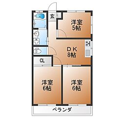 フジハイツ 3DKの間取図画像