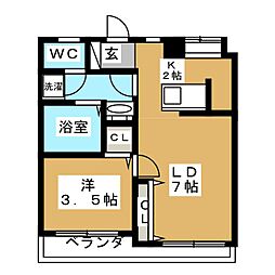 中岡ビル 1LDKの間取図画像