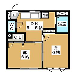 ハイム田園調布 2DKの間取図画像