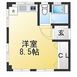 毛利ビル ワンルームの間取図画像