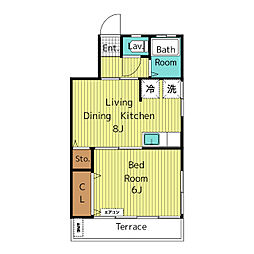 ハイツ碑文谷 1階1LDKの間取り