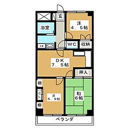 シャイニーエイト 3DKの間取図画像