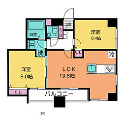 クロスレジデンス蒲田 2LDKの間取図画像