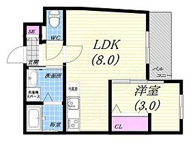 兵庫県西宮市久保町（賃貸アパート1LDK・3階・29.03㎡） その2