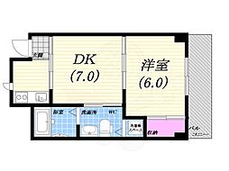 ヒルサイド北名次 1DKの間取図画像