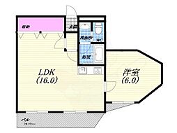 メゾンドール山手 1LDKの間取図画像