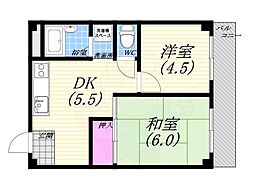 中尾ビル 2DKの間取図画像