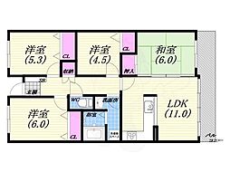 フォーシーズンズ芦屋 4LDKの間取図画像
