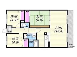 レフィナード 3LDKの間取図画像