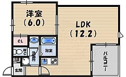 ア・コテ・ドウ・シエヌ夙川 1LDKの間取図画像
