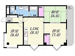 グリーンライフ北夙川 3LDKの間取図画像
