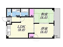 エクセル西宮 2LDKの間取図画像
